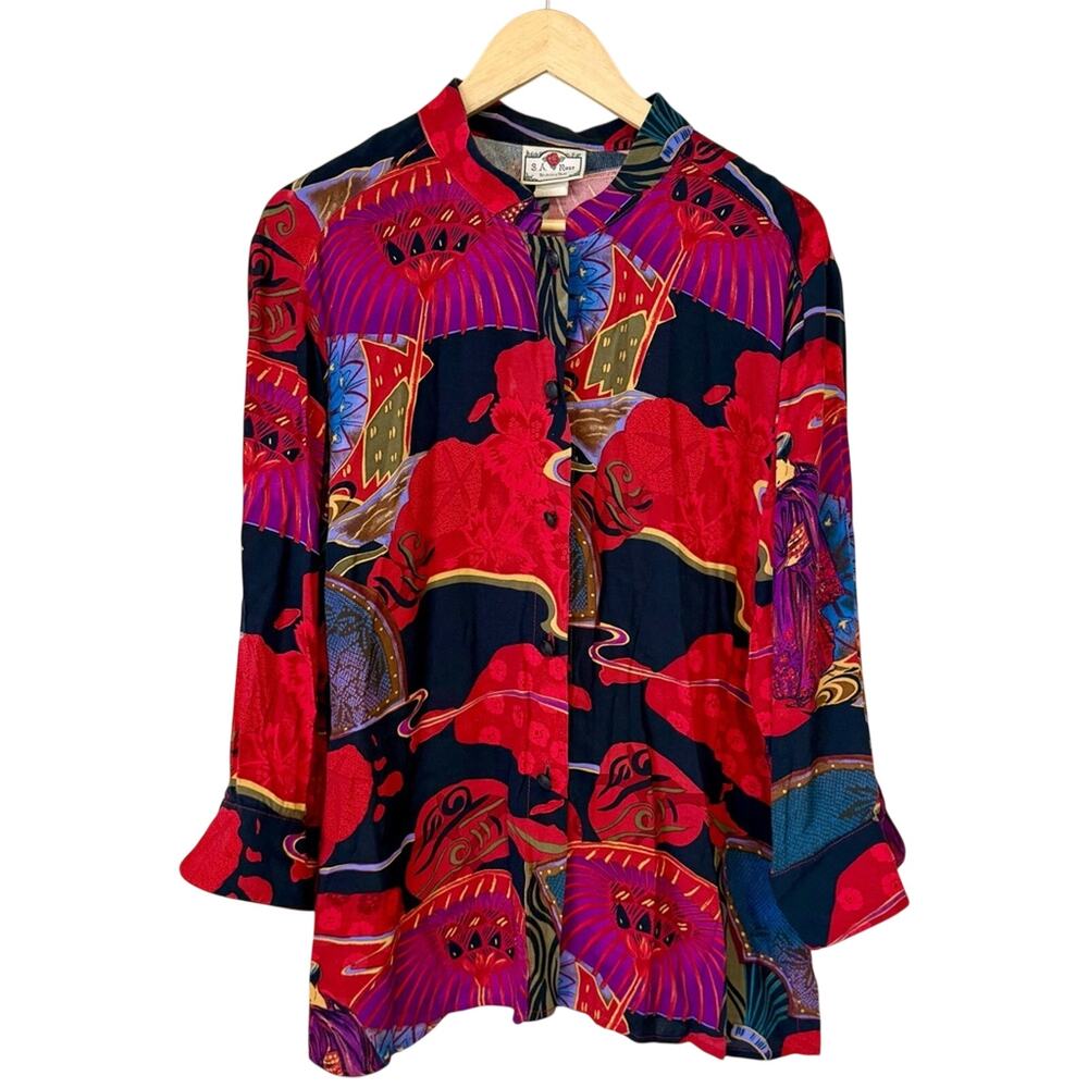 S.A. Rose Vibrant Multicolor Women's Geisha Girl Blouse